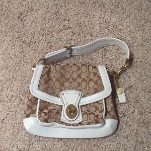 Coach Brown and White Shoulder Bag Vintage